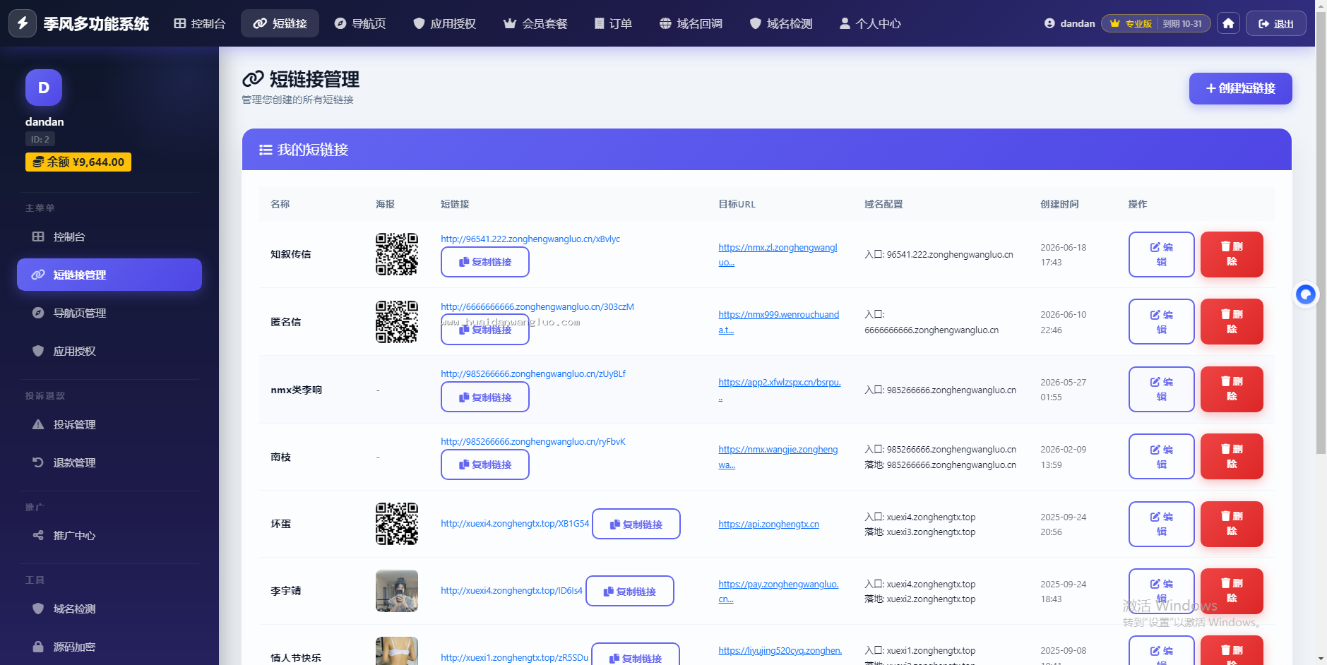 坏蛋网络多功能站长工具系统2.0域名防洪活码海报域名授权微信回调域名检测